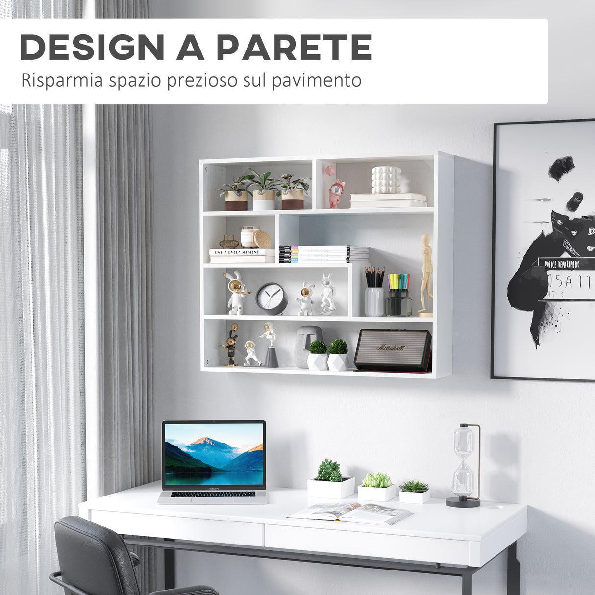 easycomfort easycomfort libreria a muro moderna in legno a 4 livelli 94x19 5x80cm bianco