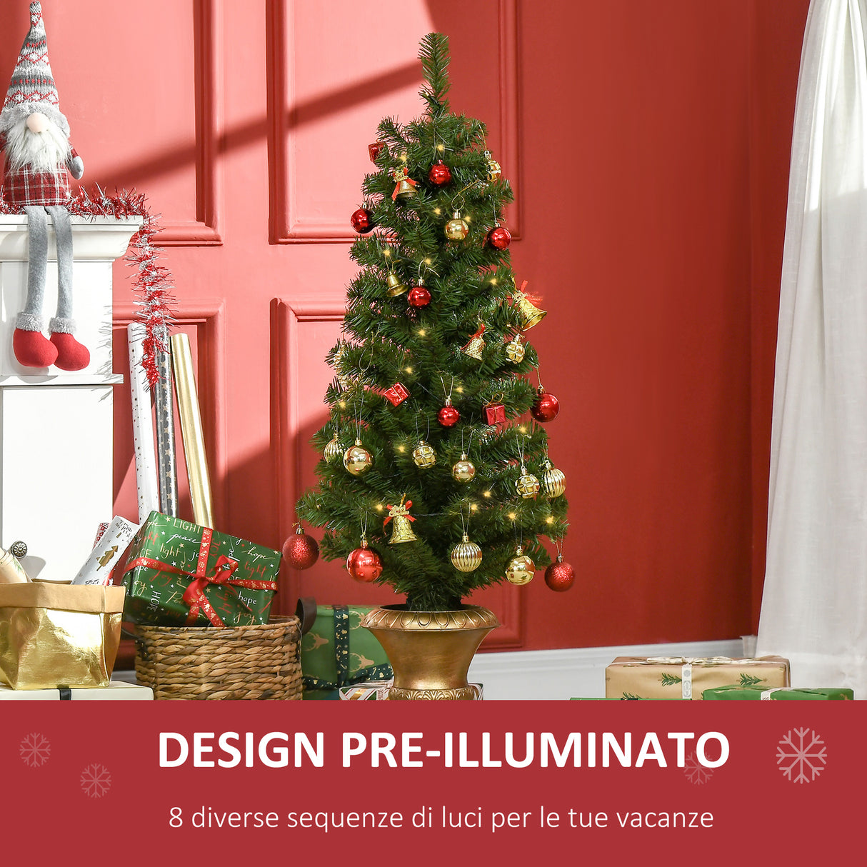 easycomfort easycomfort albero di natale artificiale da 120cm con 60 luci led e 140 rami per interni verde