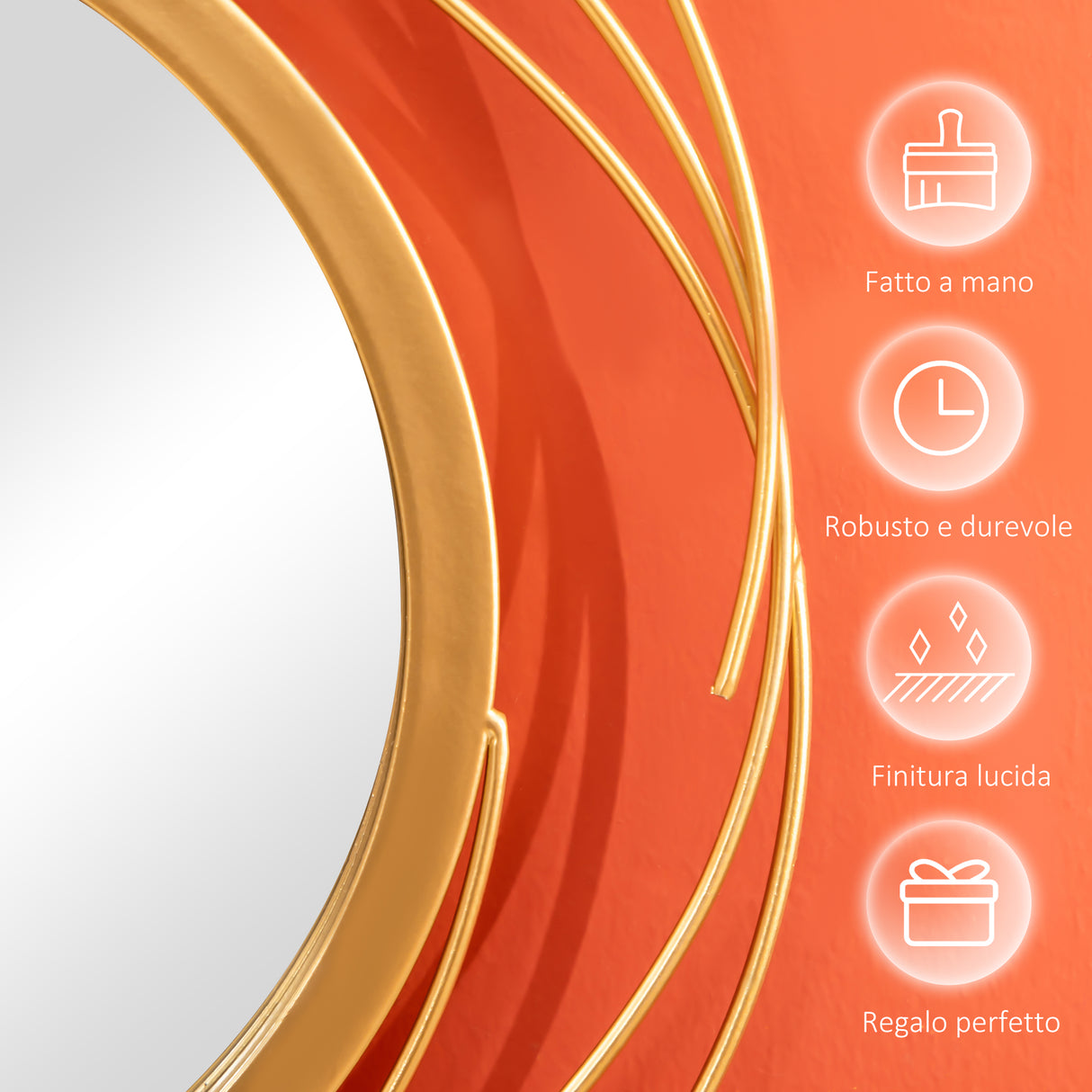 easycomfort easycomfort decorazione murale 3d in metallo wall art a cerchi con specchi 107x56cm oro