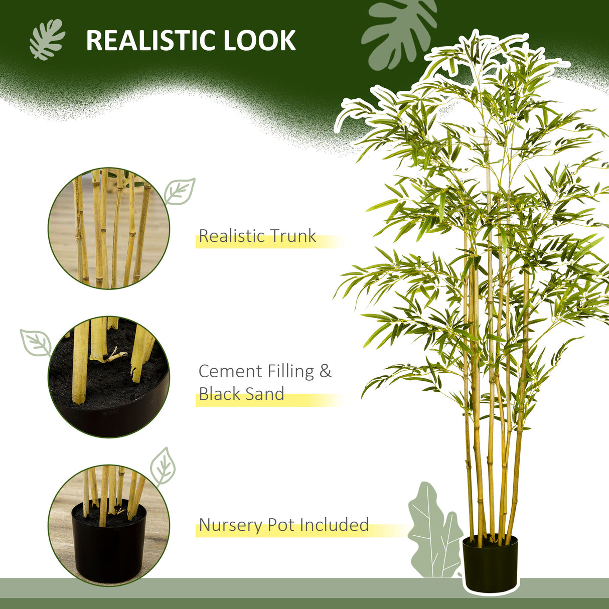 easycomfort easycomfort bambu in vaso artificiale alto 150cm per interno ed esterno verde