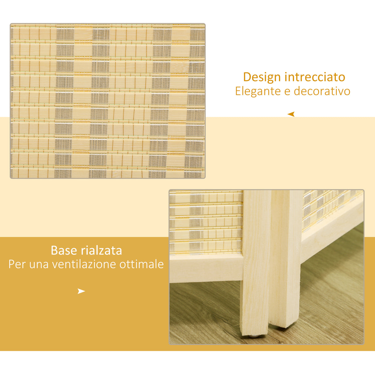 easycomfort easycomfort paravento da interno a 4 ante pieghevole altezza 180cm legno e bambu stile boho colore naturale