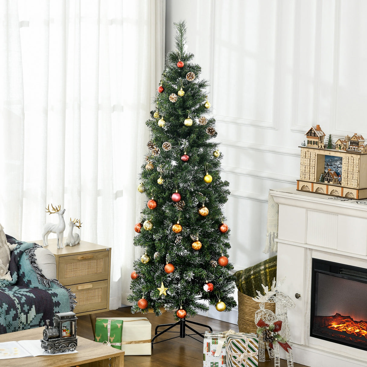 easycomfort easycomfort albero di natale artificiale da 180cm con pigne 618 rami e base in metallo verde
