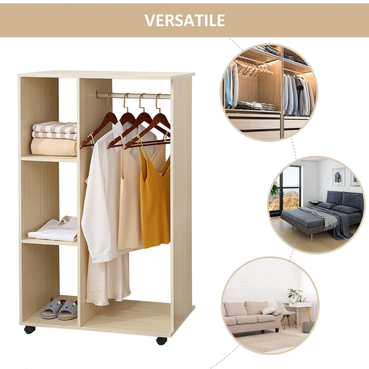 easycomfort easycomfort mobile aperto con stand appendiabiti e 3 ripiani 80 x 40 x 128cm ean 8054111846721