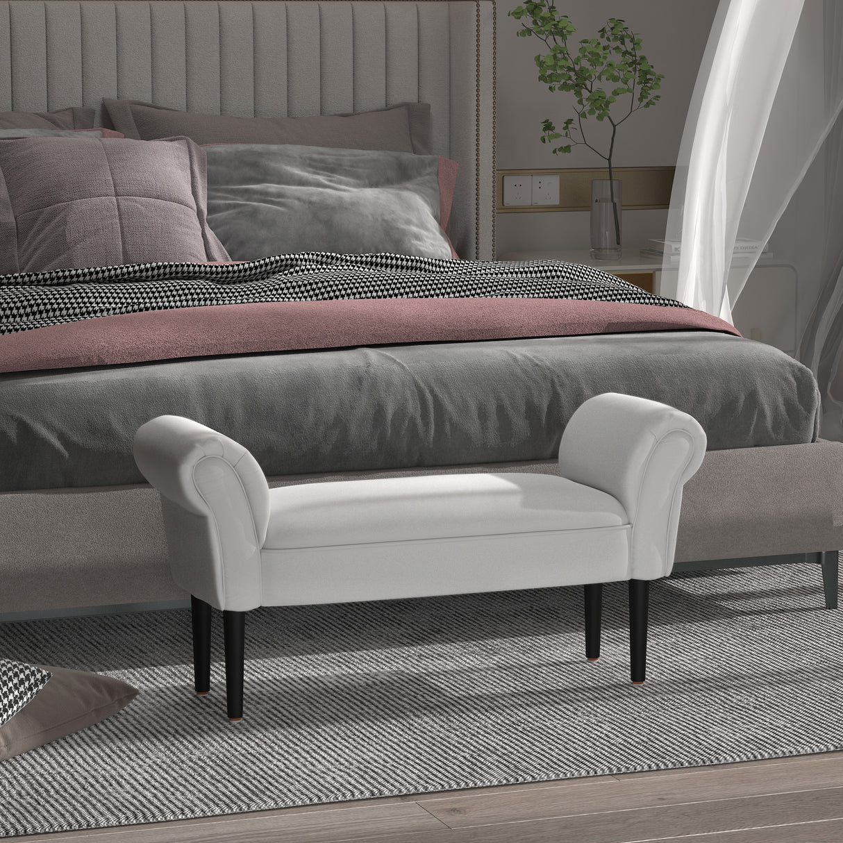 easycomfort easycomfort panca fondo letto imbottita di design con braccioli arrotolati grigio ean 8054144135427
