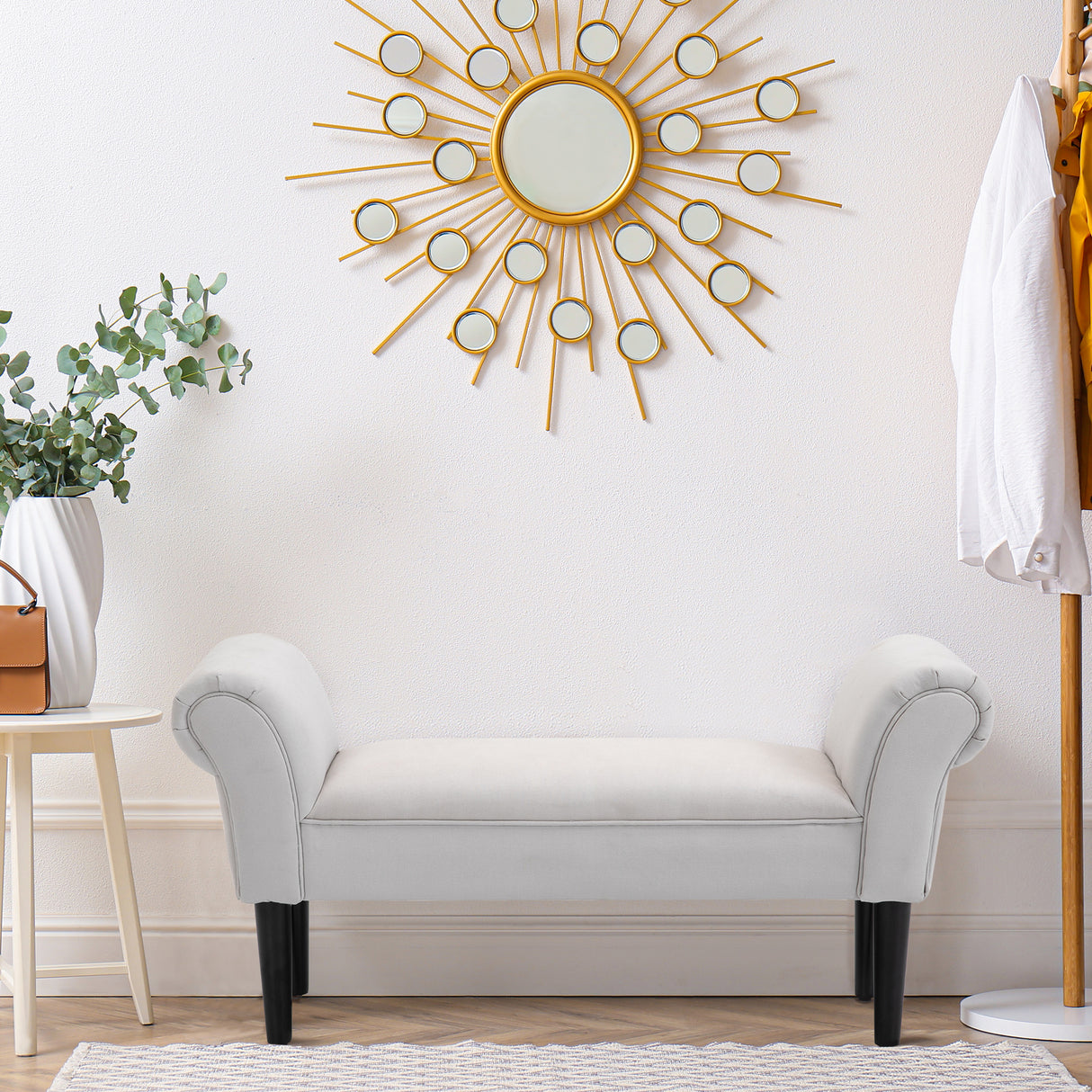 easycomfort easycomfort panca fondo letto imbottita di design con braccioli arrotolati grigio ean 8054144135427