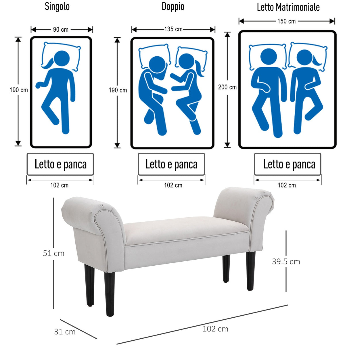 easycomfort easycomfort panca fondo letto imbottita di design con braccioli arrotolati grigio ean 8054144135427