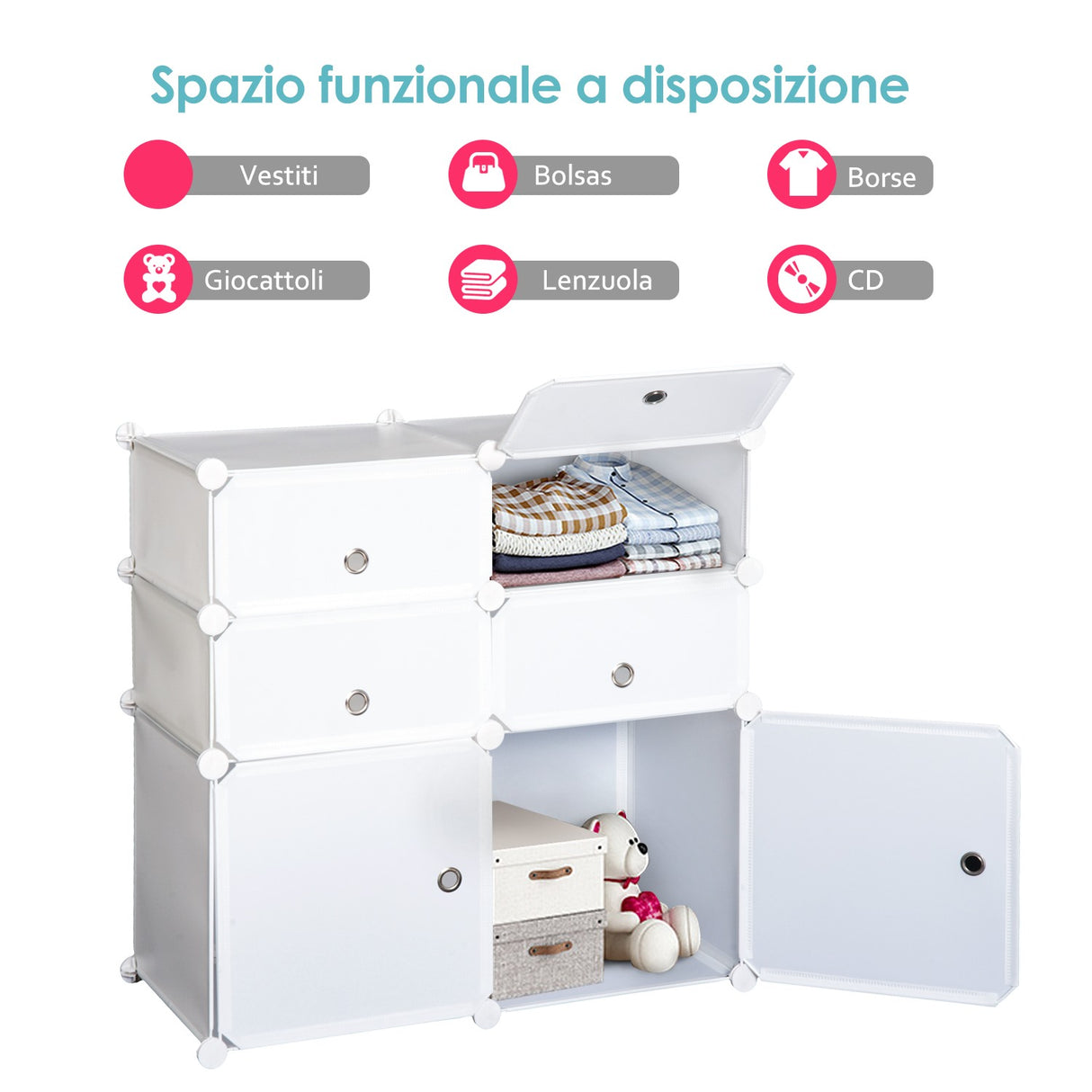 easycomfort easycomfort armadio guardaroba scarpiera modulare in plastica 6 cubi bianco 75x37x73cm ean 8054111842181