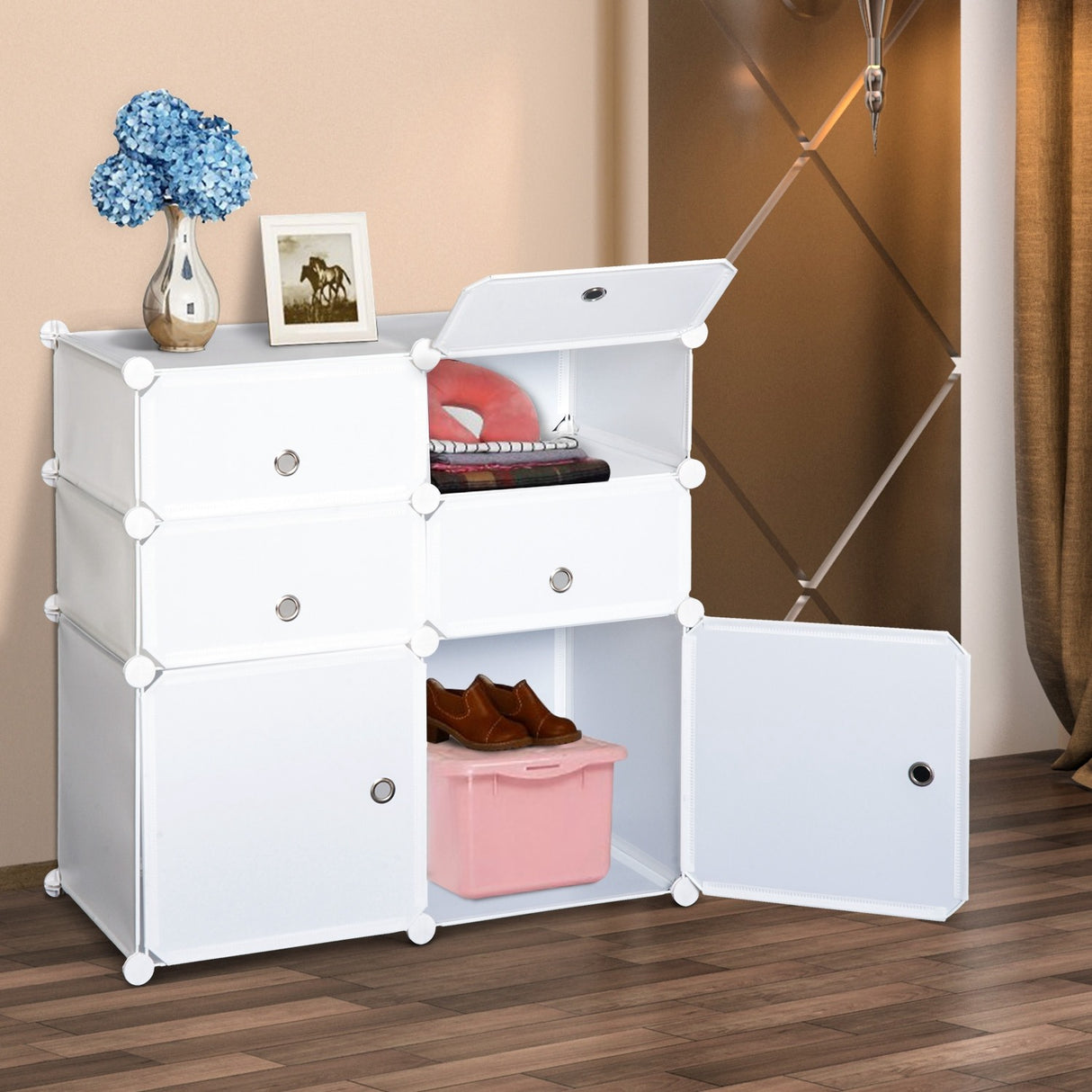 easycomfort easycomfort armadio guardaroba scarpiera modulare in plastica 6 cubi bianco 75x37x73cm ean 8054111842181