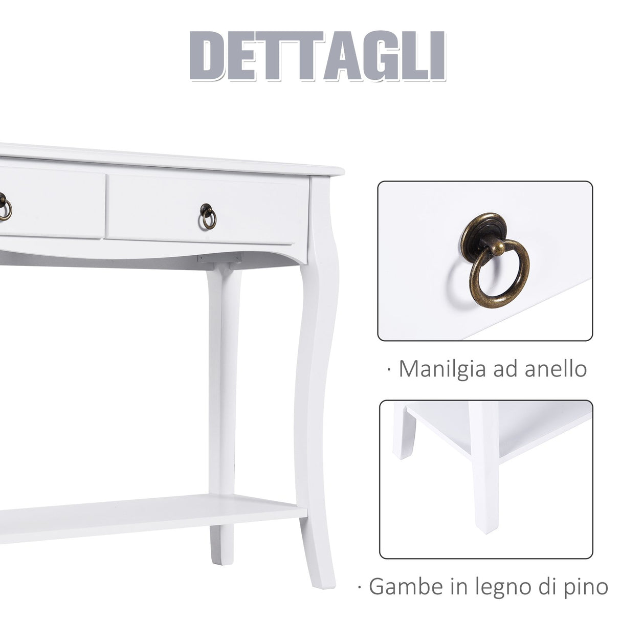 easycomfort easycomfort tavolo consolle per ingresso bianco 100x33x76cm ean 8054111849685
