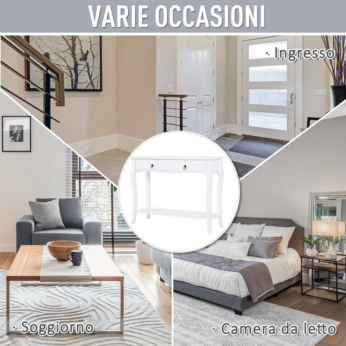 easycomfort easycomfort tavolo consolle per ingresso bianco 100x33x76cm ean 8054111849685