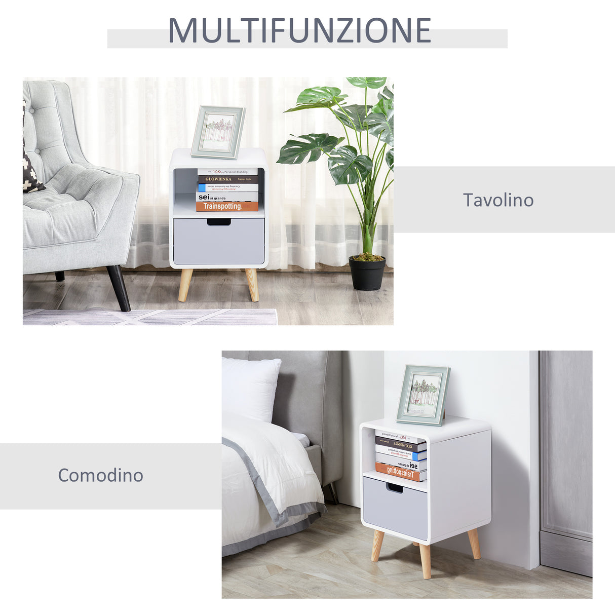 easycomfort easycomfort comodino con cassetto in mdf e legno di pino per camera da letto soggiorno e bagno 40x38x58 cm