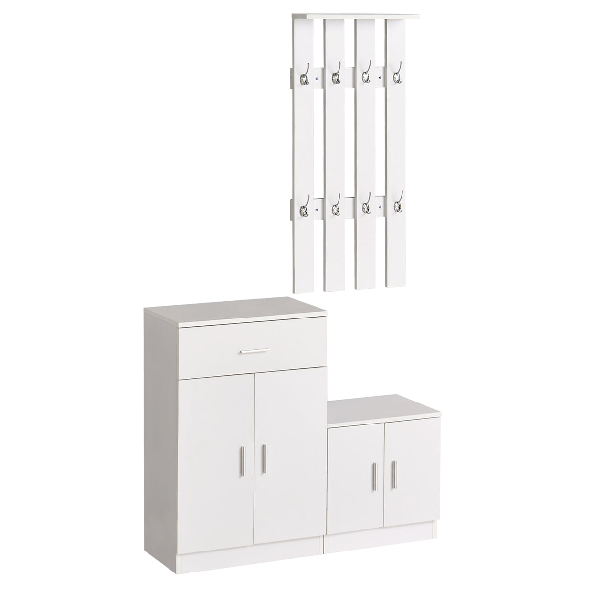 easycomfort easycomfort mobile per ingresso con scarpiera e appendiabiti in legno bianco 100x32x187cm