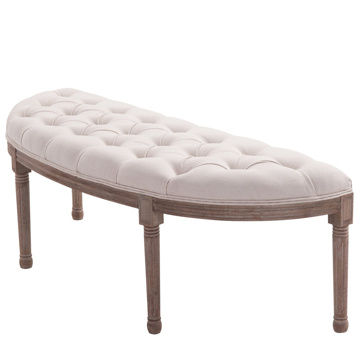 easycomfort easycomfort panca fondoletto semicircolare con struttura in legno e imbottitura in stile chesterfield beige 1405x51x48cm ean 8054144138909