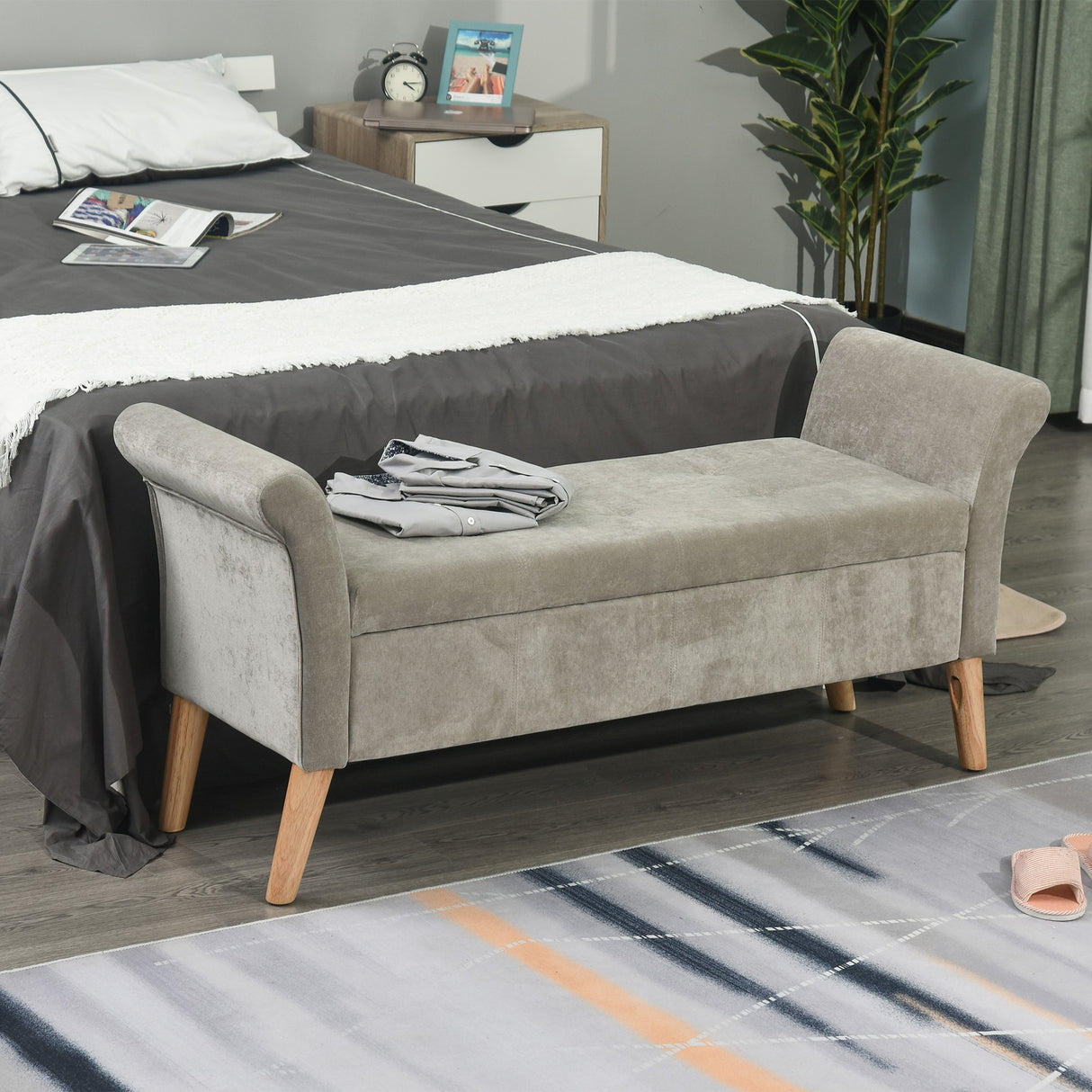 easycomfort easycomfort panca contenitore imbottita trapuntata con braccioli grigio ean 8054144137278