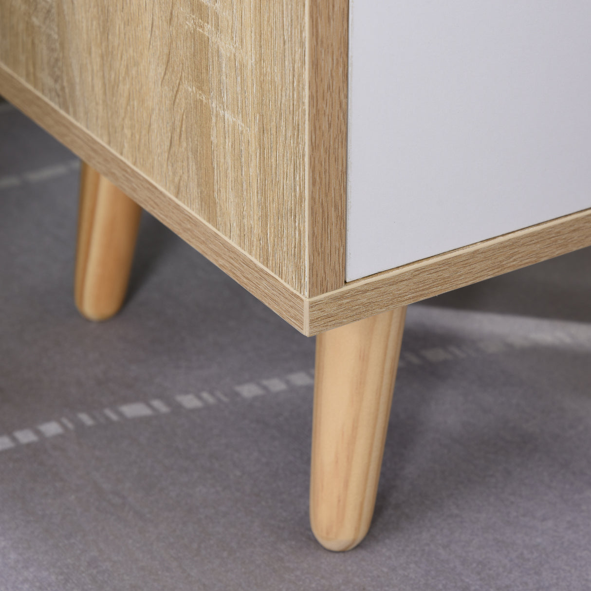 easycomfort easycomfort comodino salvaspazio mobiletto con cassetto e mensola in legno 37x30x48cm roverebianco