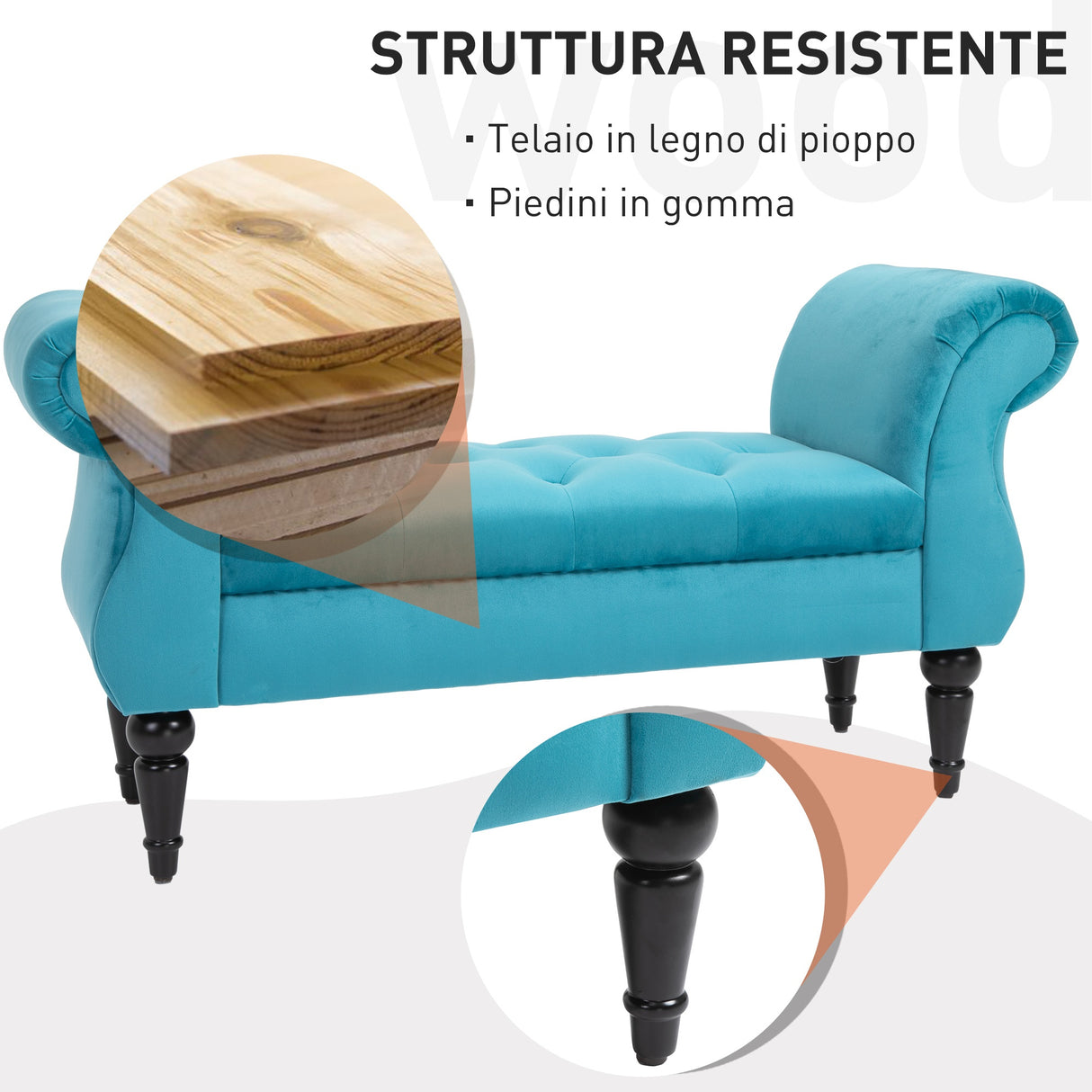 easycomfort easycomfort panca stile vintage con braccioli imbottita velluto blu capitonne ean 8055776914985