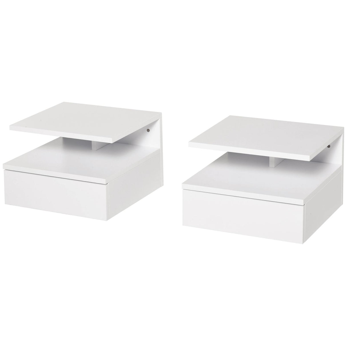 easycomfort easycomfort set da 2 comodini sospesi per camera da letto con cassetto e mensola superiore in legno 35x32x22.5cm bianco