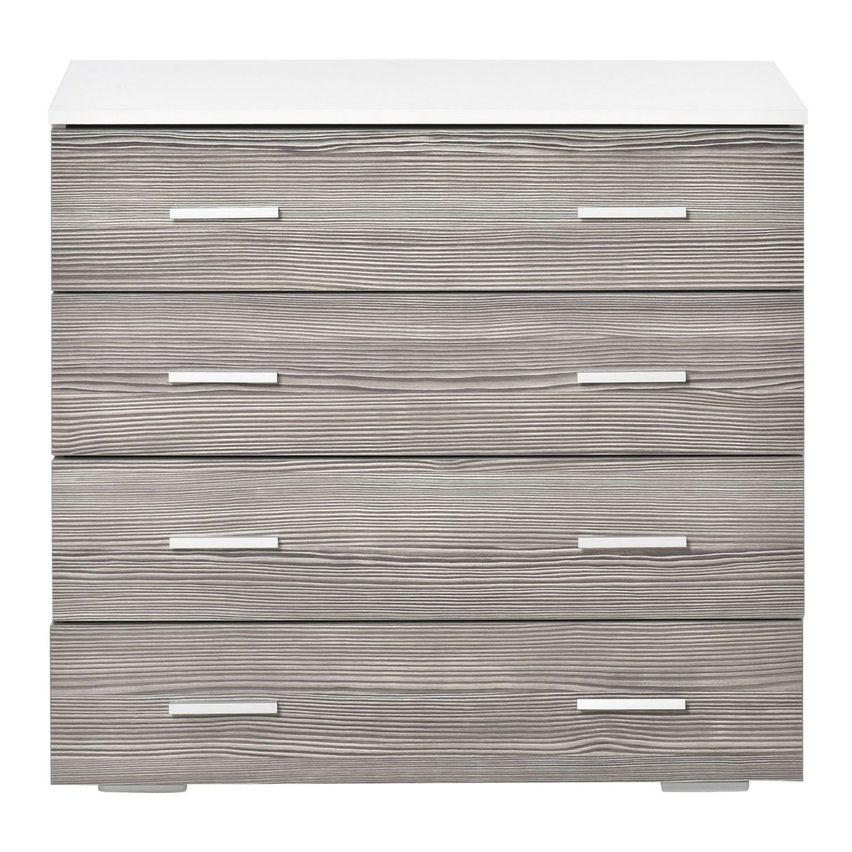 easycomfort easycomfort cassettiere con 4 cassetti con maniglie in alluminio e struttura in legno 76x35x72cm bianco grigio