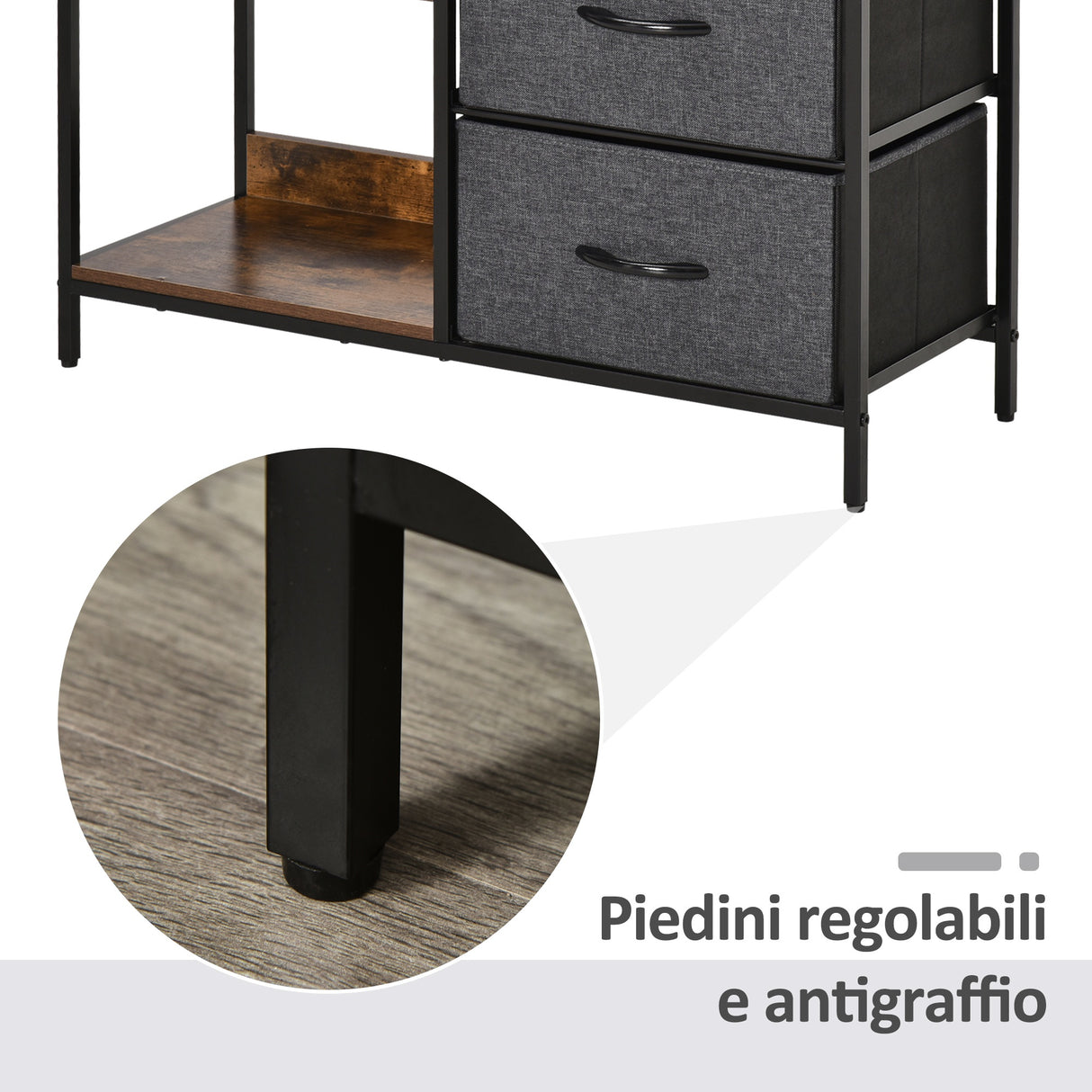 easycomfort easycomfort mobile cassettiera multiuso con cassetti in tessuto 80x29x71cm marrone