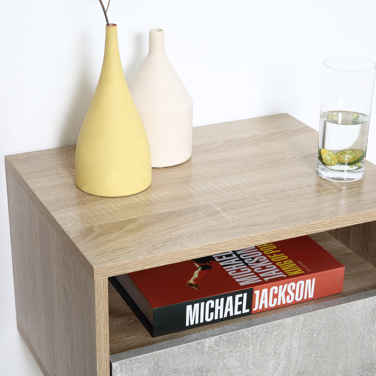 easycomfort easycomfort set 2 comodini sospesi con cassetto e ripiano 45x35x27 5cm grigiocolor legno