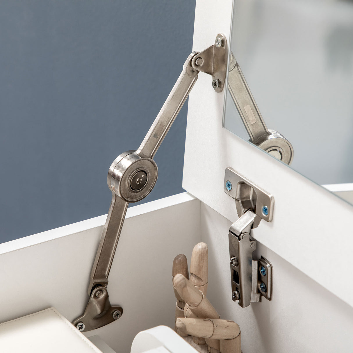 easycomfort easycomfort toeletta da camera con specchiera cassetto e sgabello abbinato in legno bianco