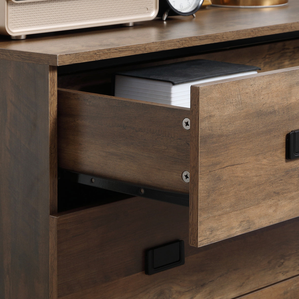 easycomfort easycomfort cassettiera 4 cassetti in truciolato e metallo per soggiorno e camera da letto 80x39x95 cm marrone