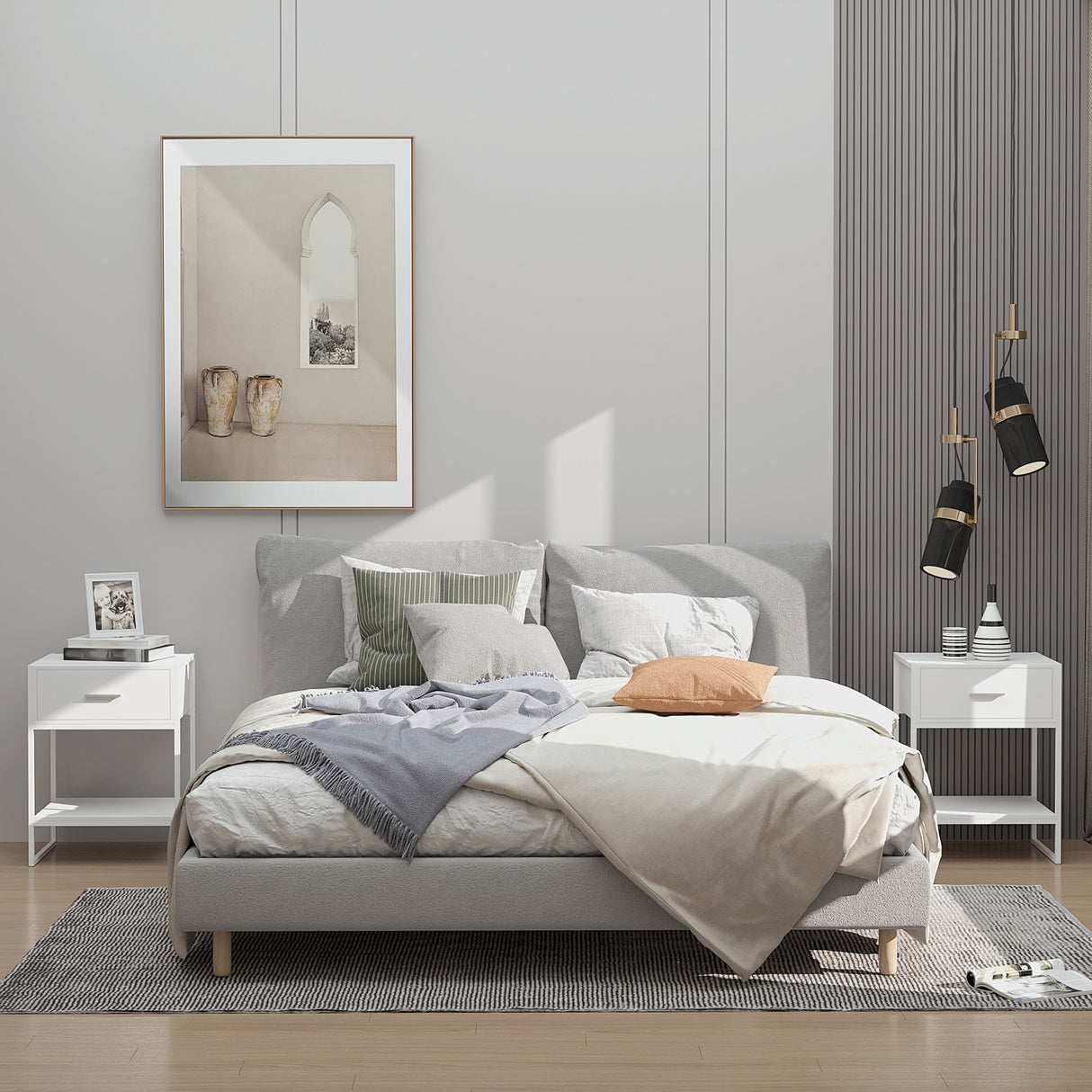 easycomfort easycomfort comodino moderno set 2 pezzi con cassetto e ripiano aperto per camera da letto e soggiorno in mdf e acciaio 45x40x60cm bianco