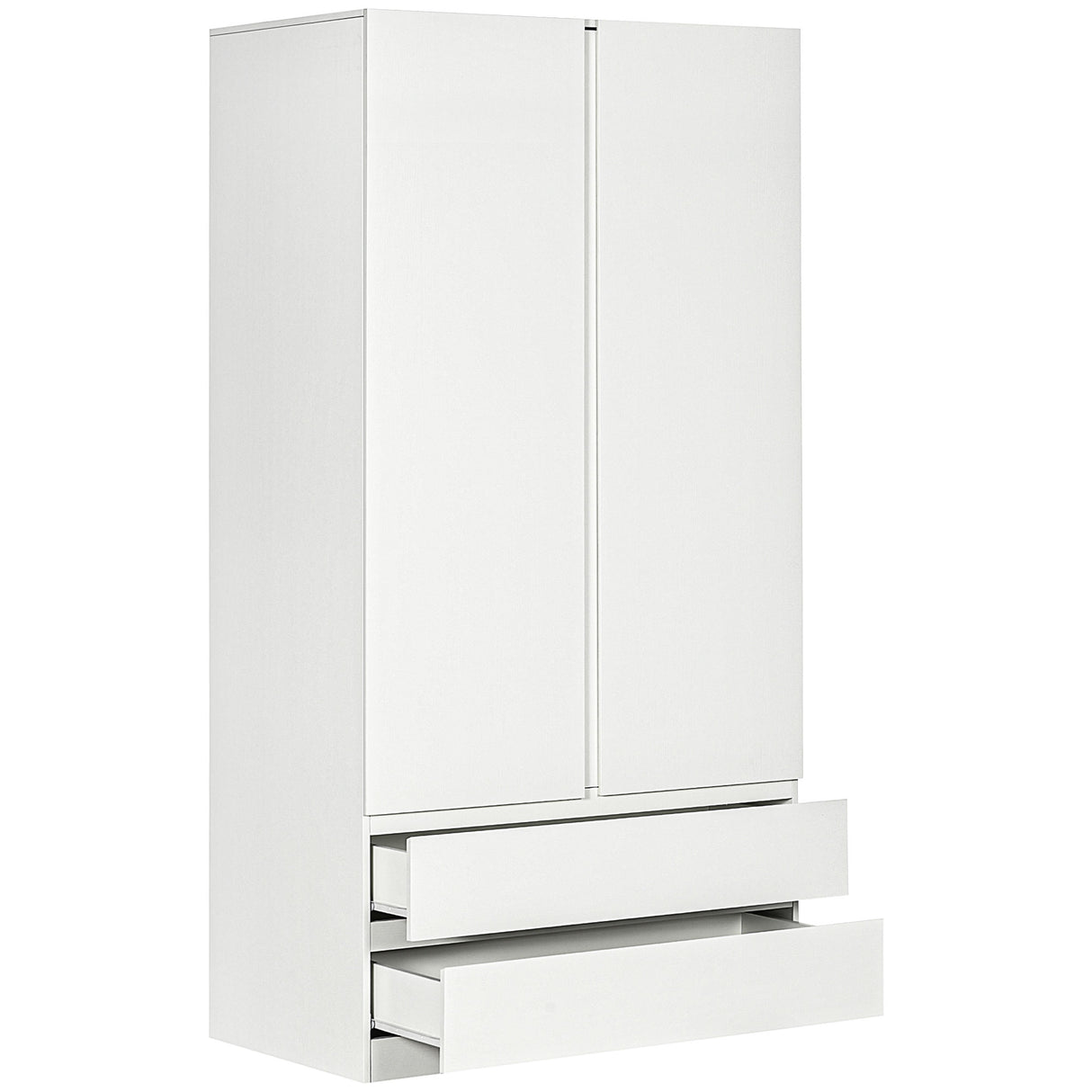 easycomfort easycomfort armadio guardaroba in truciolato bianco con appendiabiti e 2 cassetti scorrevoli per camere da letto 100x60x200 cm