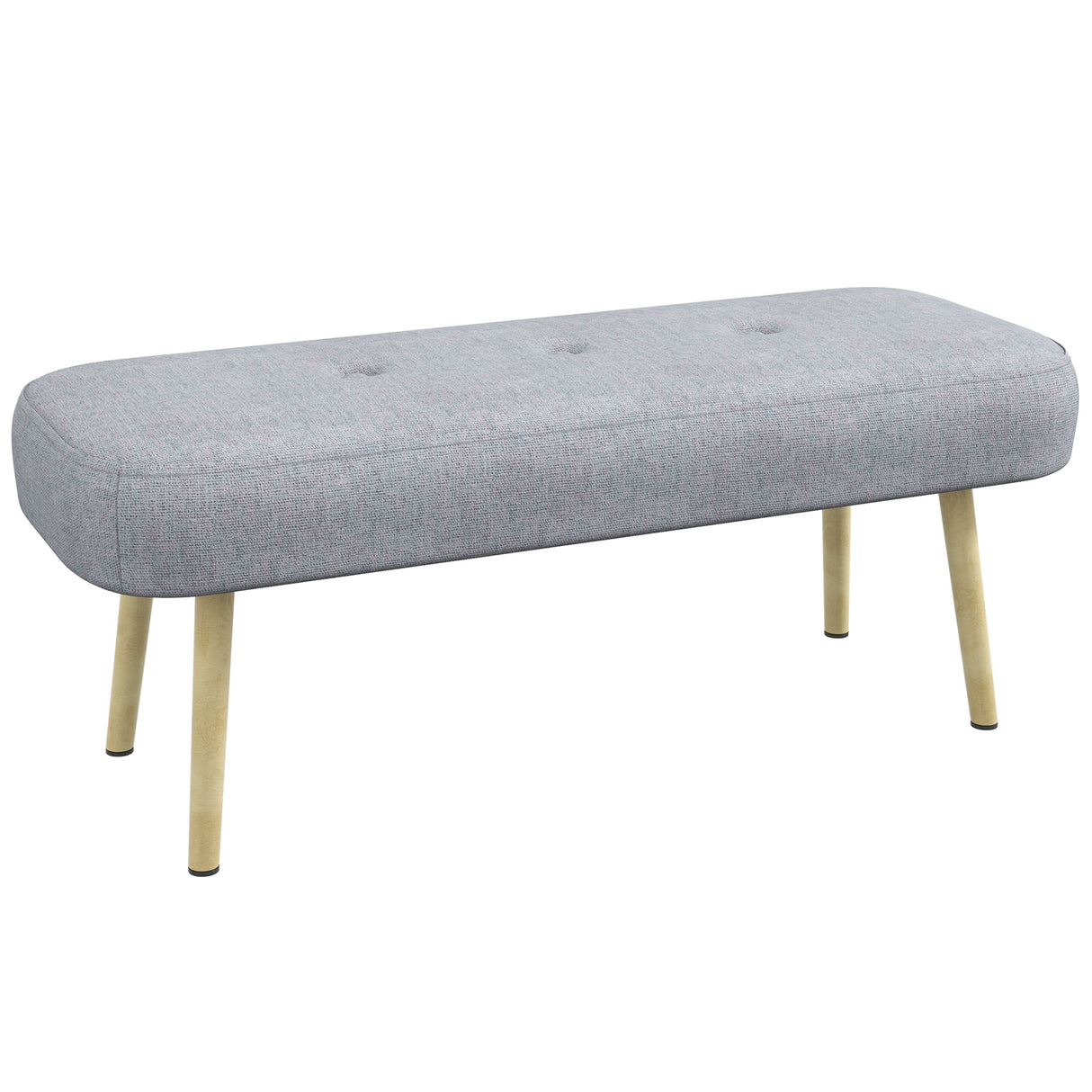 easycomfort easycomfort panca imbottita fondo letto in tessuto con gambe in acciaio effetto legno 114x38x45cm grigio