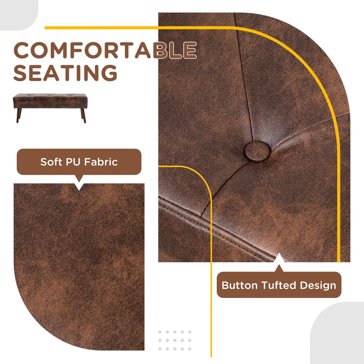 easycomfort easycomfort panca fondoletto e da ingresso imbottita con rivestimento in pu 114x38x42cm marrone