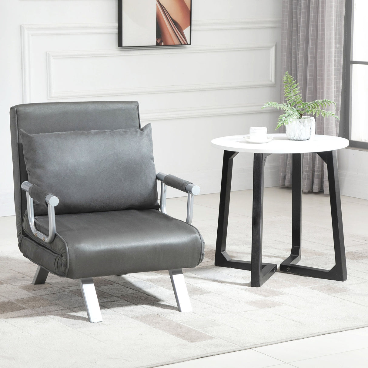 easycomfort easycomfort poltrona letto trasformabile con rivestimento in microfibra grigio scuro ean 8055776911588