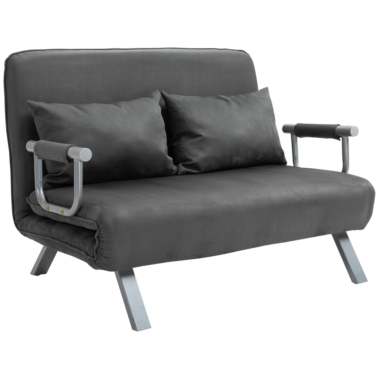 easycomfort easycomfort divano letto singolo in similpelle e acciaio con seduta regolabile in 5 posizioni 105x80x78 cm grigio