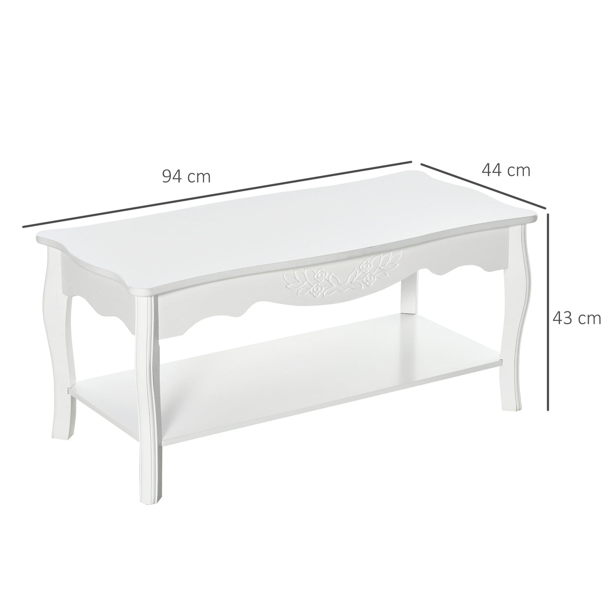 easycomfort easycomfort tavolino da caffe basso in legno bianco 94x44x42cm ean 8054144137254