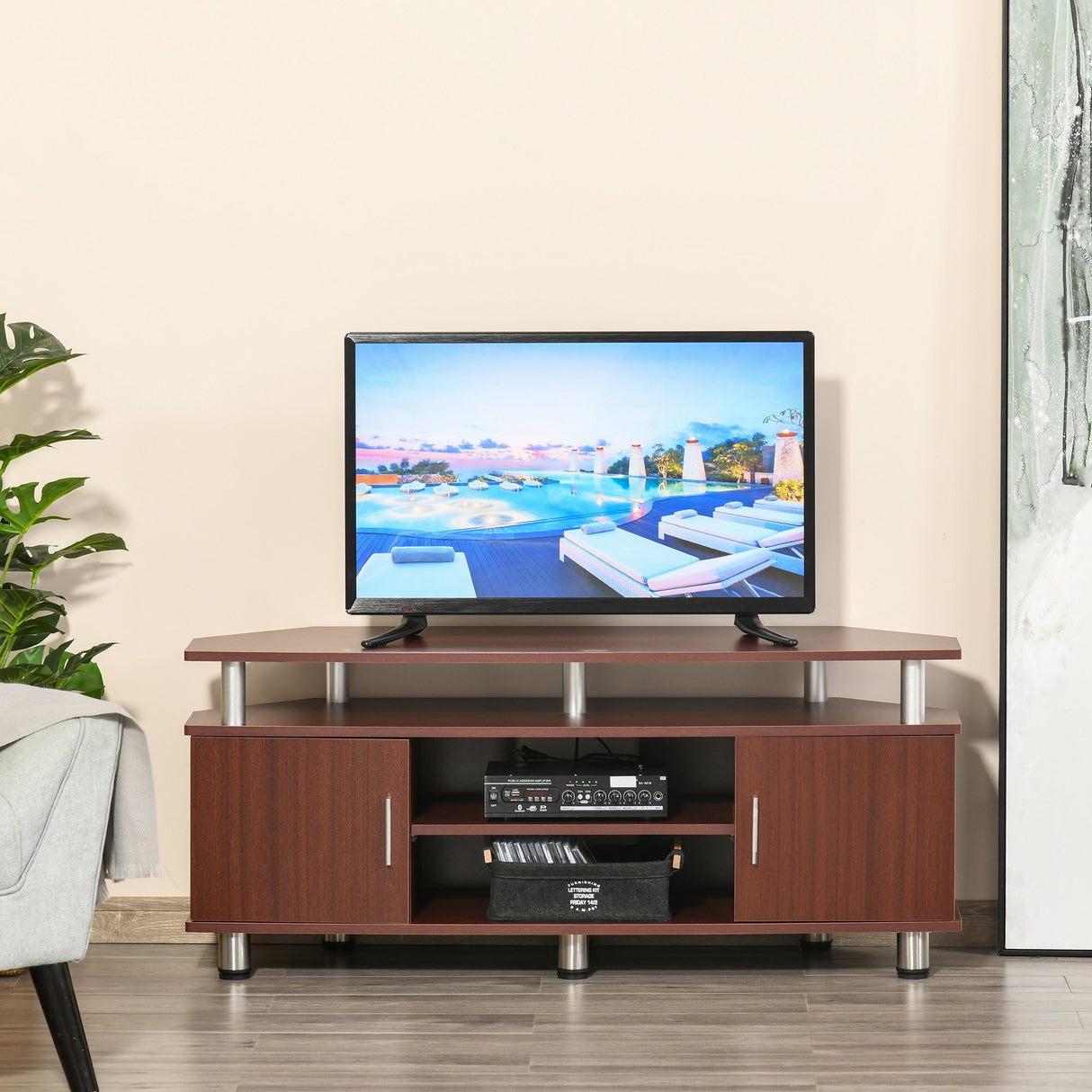 easycomfort easycomfort mobile porta tv classico da soggiorno con 2 ripiani marrone 120x39 5x52cm ean 8054144130132