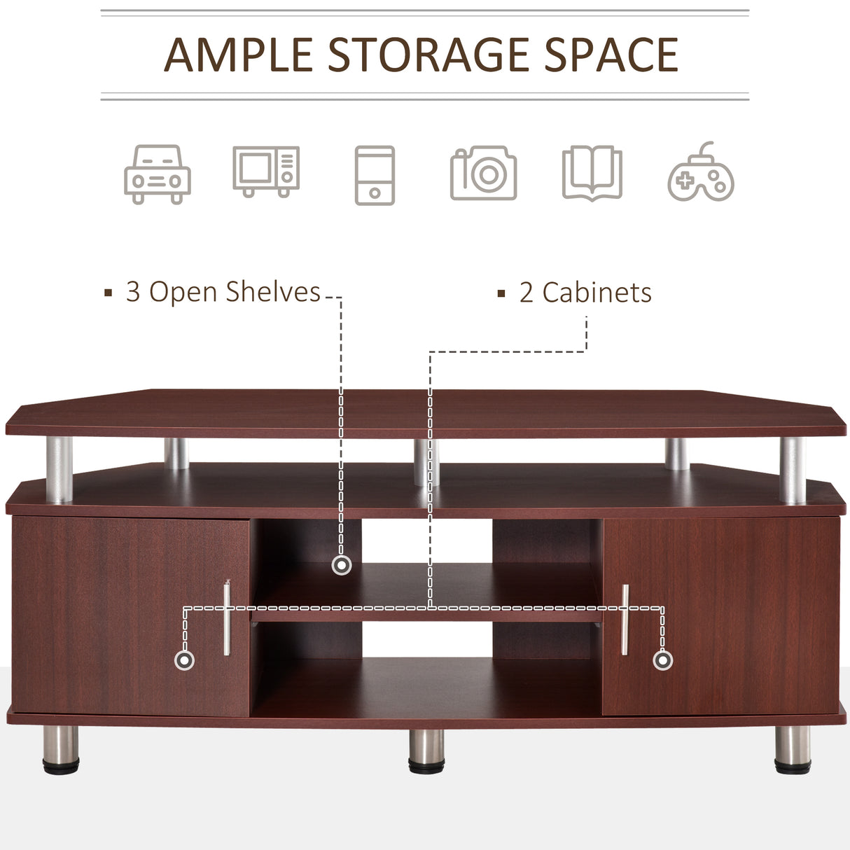 easycomfort easycomfort mobile porta tv classico da soggiorno con 2 ripiani marrone 120x39 5x52cm ean 8054144130132