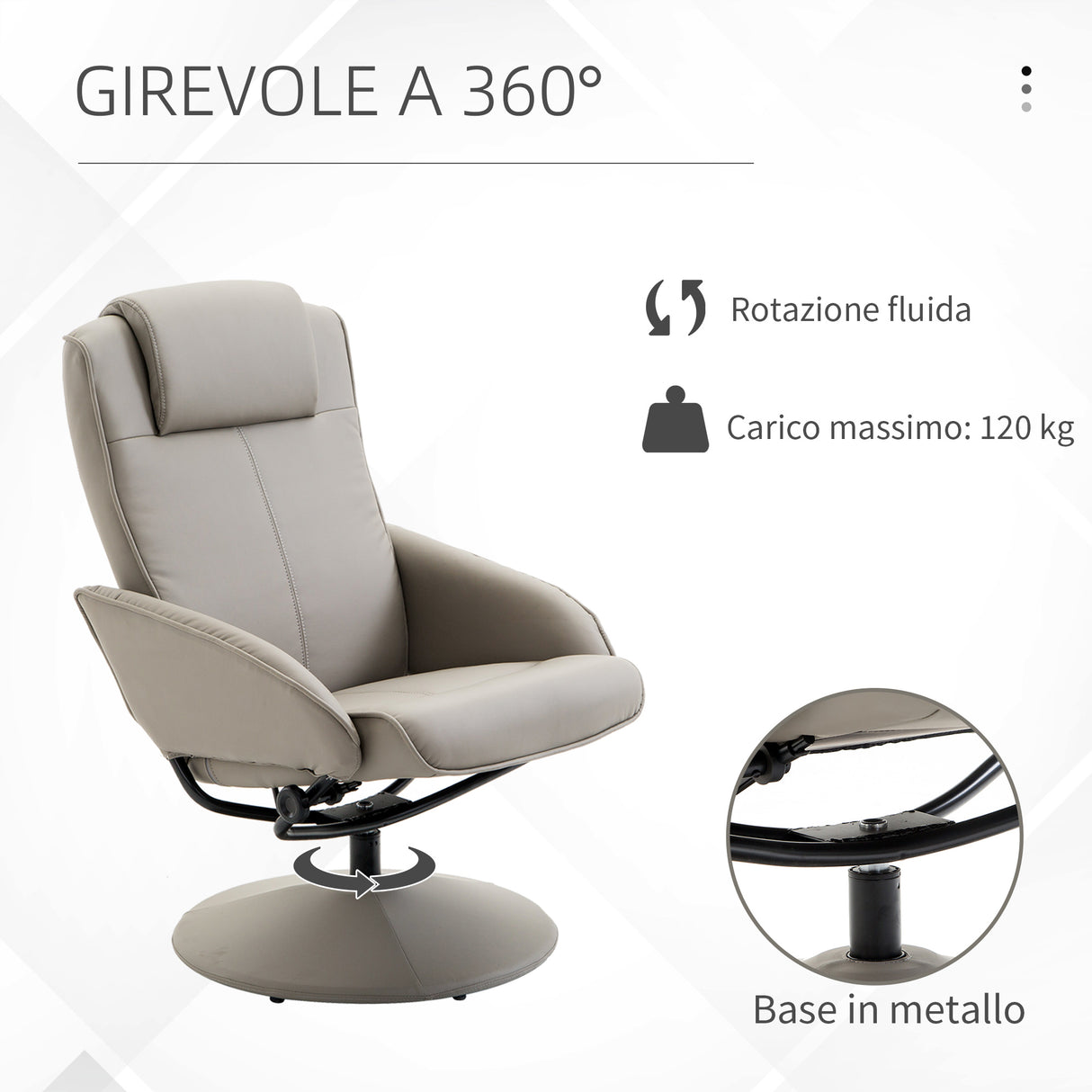 easycomfort easycomfort poltrona relax reclinabile con poggiapiedi in ecopelle grigio ean 8054144134468