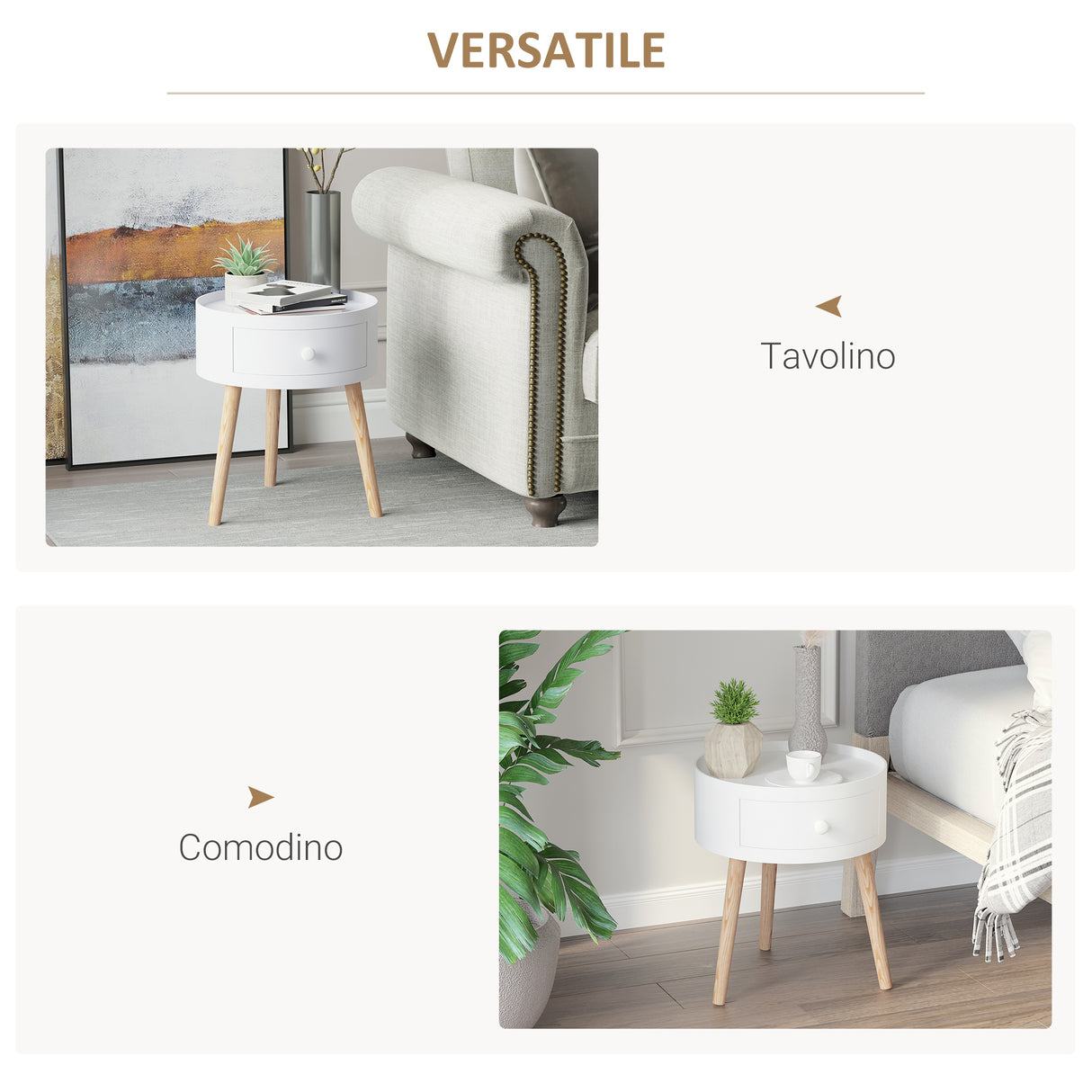 easycomfort easycomfort tavolino da salotto moderno con cassetto in legno bianco 38x45cm ean 8054111846318