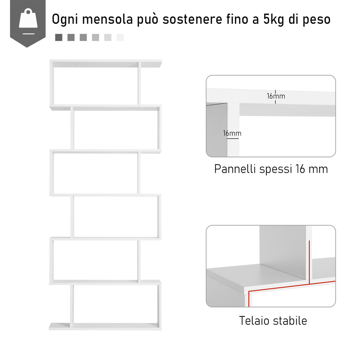 easycomfort easycomfort libreria di design moderno scaffale bianco 80x23x192cm ean 8054111844444