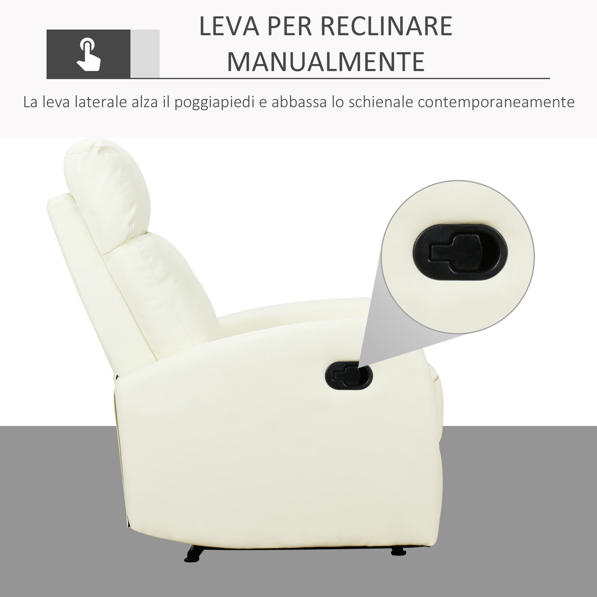 easycomfort easycomfort poltrona relax reclinabile ergonomica ecopelle 65 92 100cm crema ean 8055776911489