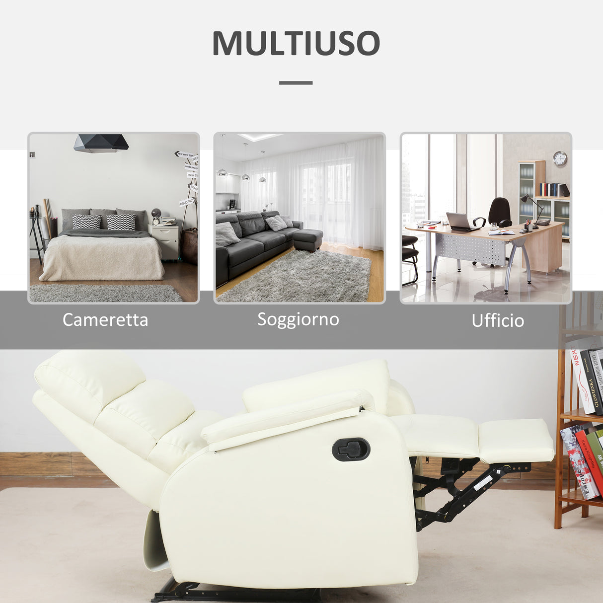 easycomfort easycomfort poltrona relax reclinabile manuale in similpelle crema 75x92x99cm ean 8055776913384