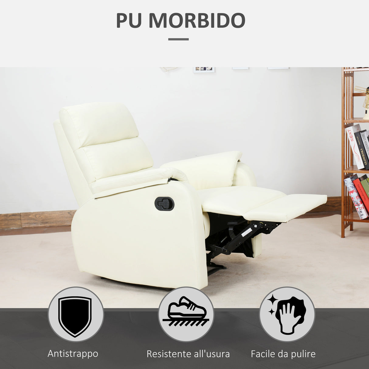 easycomfort easycomfort poltrona relax reclinabile manuale in similpelle crema 75x92x99cm ean 8055776913384