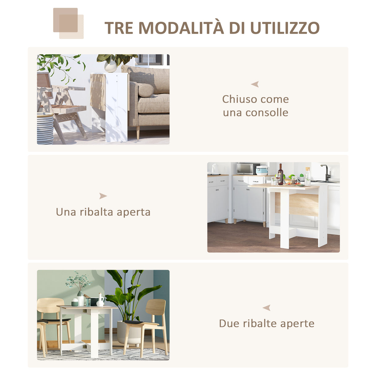 easycomfort easycomfort tavolo da pranzo moderno salvaspazio bianco rovere 103x76x73.5cm ean 8054111847971