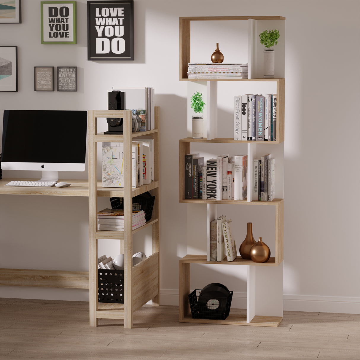 easycomfort easycomfort libreria da muro moderna 5 ripiani in legno bianco 60x24x184 5cm ean 8054111846806