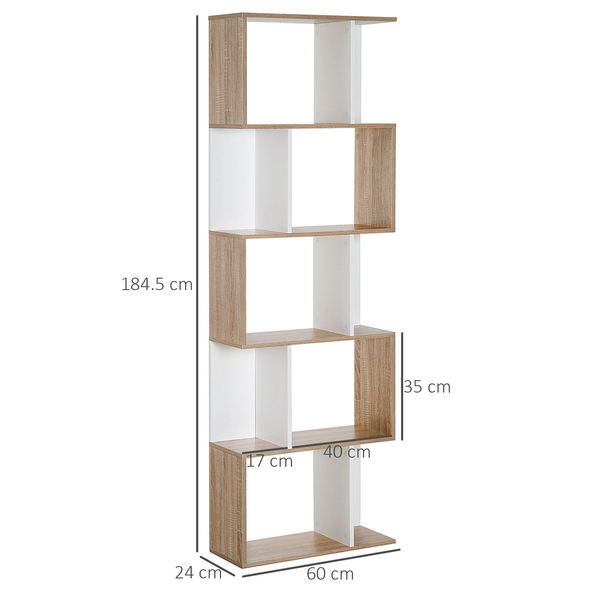 easycomfort easycomfort libreria da muro moderna 5 ripiani in legno bianco 60x24x184 5cm ean 8054111846806