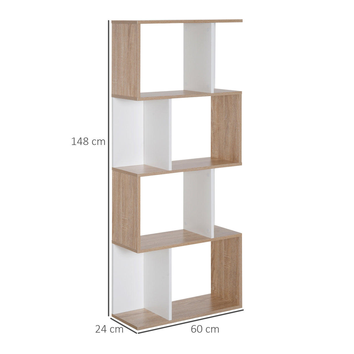 easycomfort easycomfort libreria di design moderno 4 ripiani legno naturale e bianco 60x24x148cm ean 8054111844291