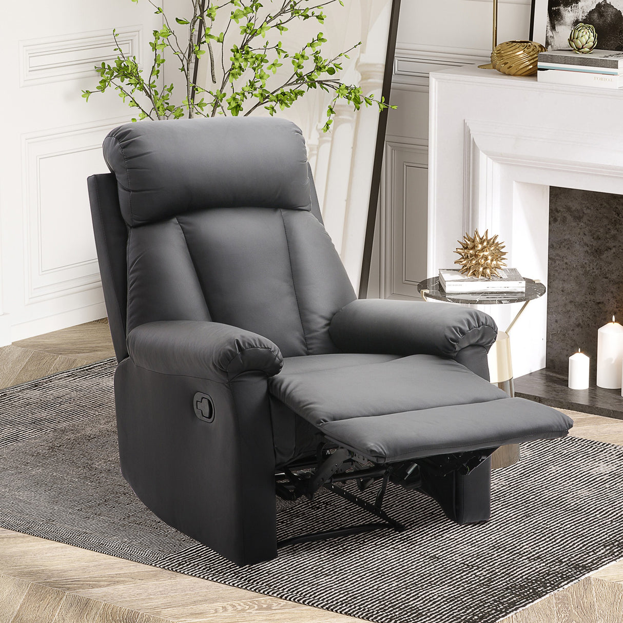 easycomfort easycomfort poltrona relax reclinabile imbottita ergonomica con poggiapiedi ecopelle 80 97 107cm nero ean 8055776912912