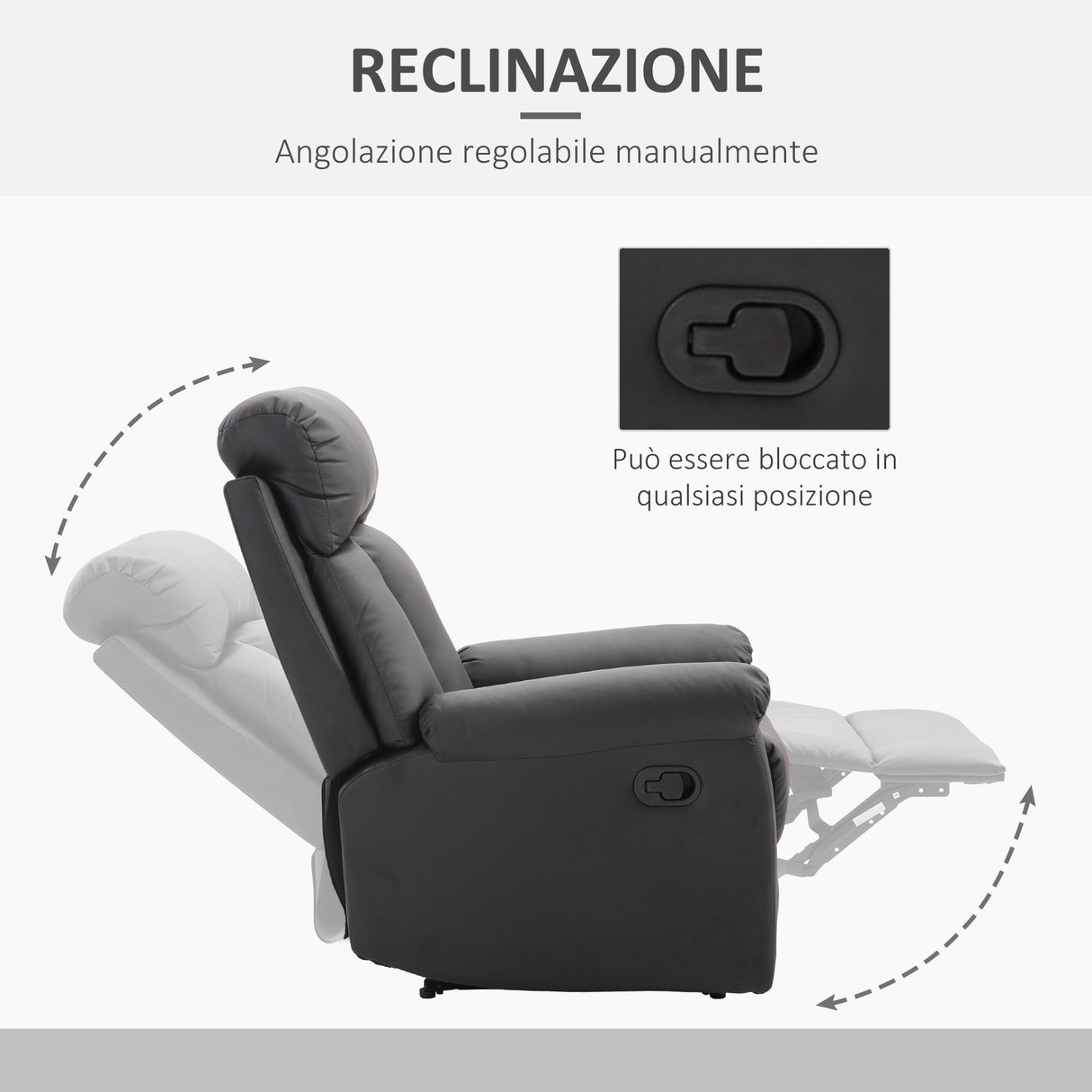 easycomfort easycomfort poltrona relax reclinabile con poggiapiedi in ecopelle nero ean 8055776911762