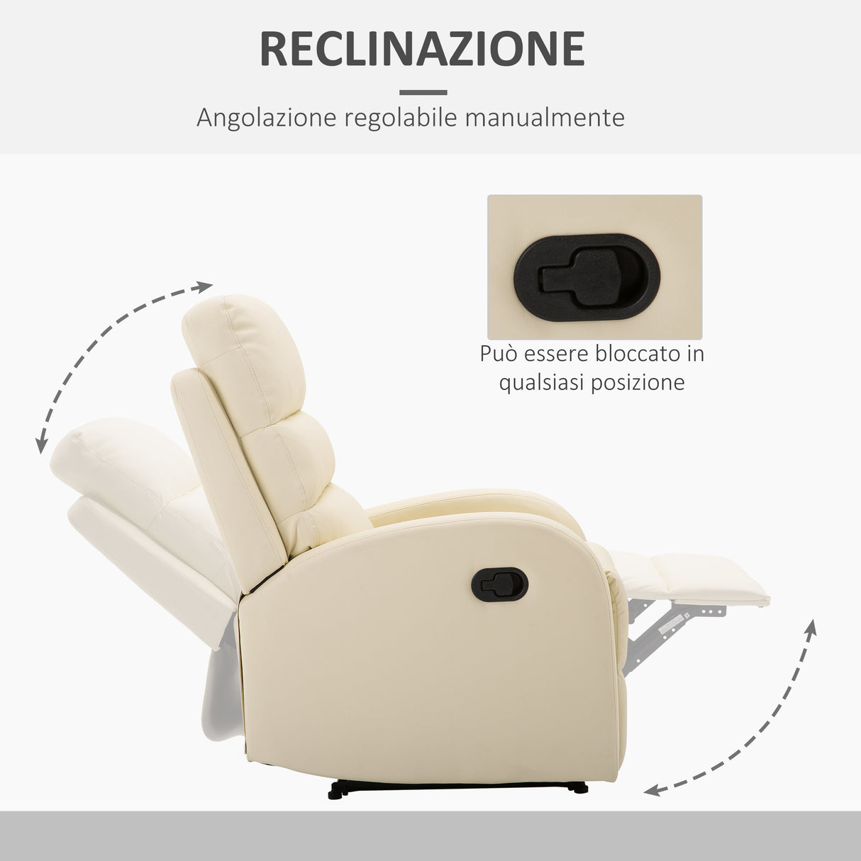 easycomfort easycomfort poltrona relax reclinabile con poggiapiedi in ecopelle crema ean 8055776913094