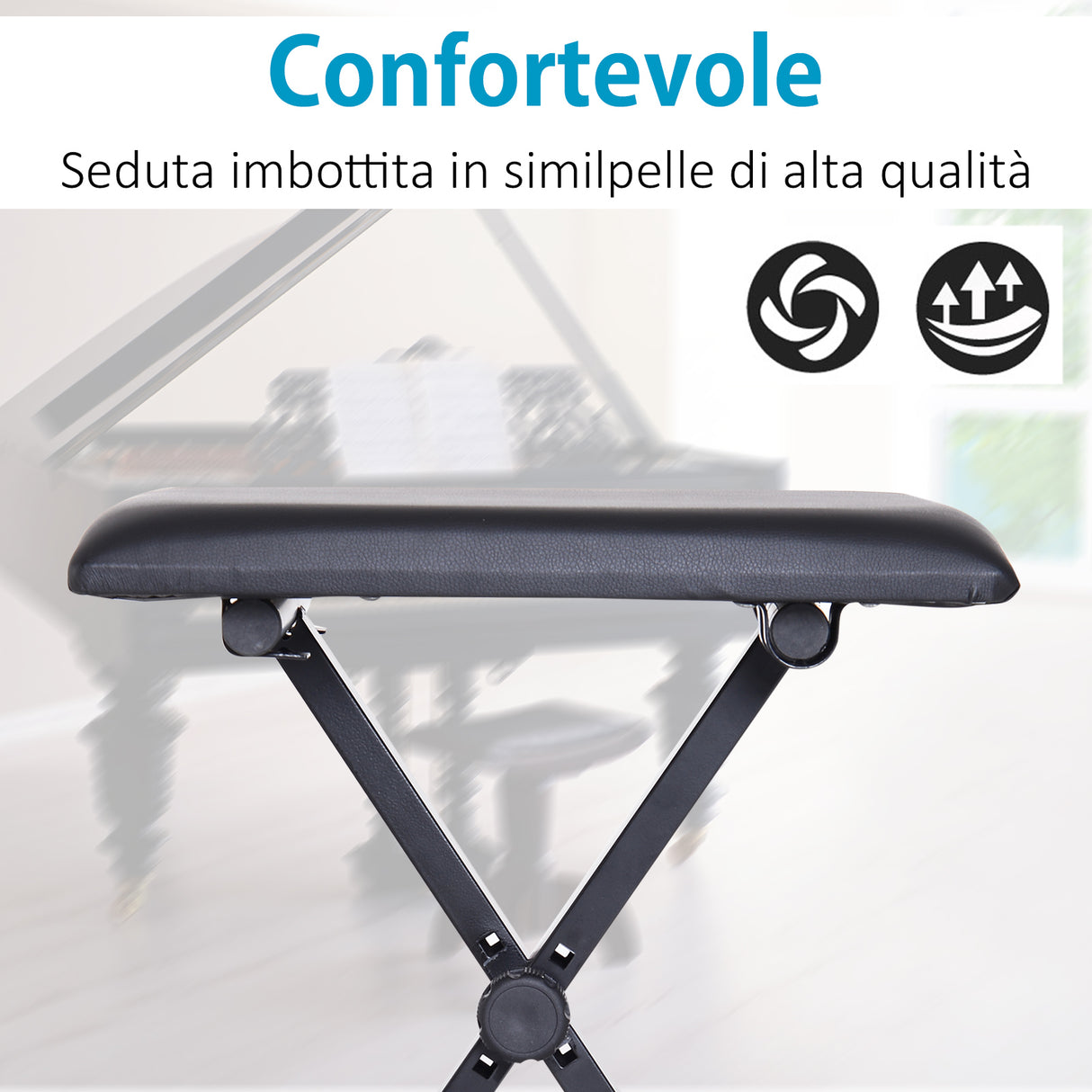 easycomfort easycomfort sgabello imbottito per pianoforte pieghevole con altezza regolabile nero 39x29x51cm ean 8054111840583