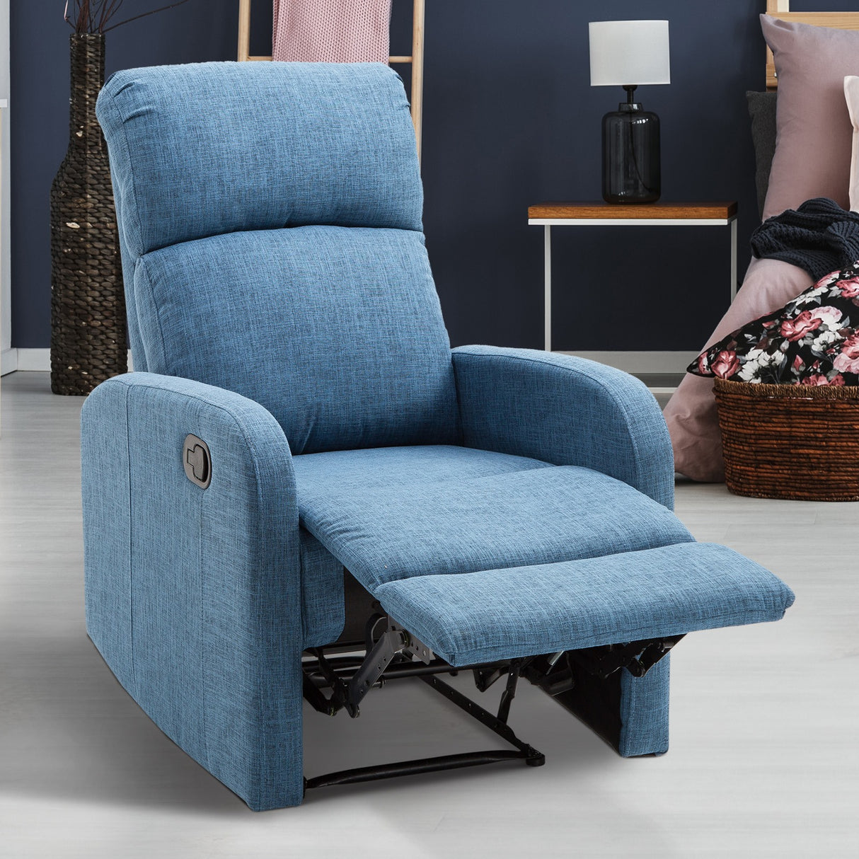 easycomfort easycomfort poltrona relax reclinabile manuale con poggiapiedi portata 125kg tessuto blu 66 83 107cm ean 8055776912165
